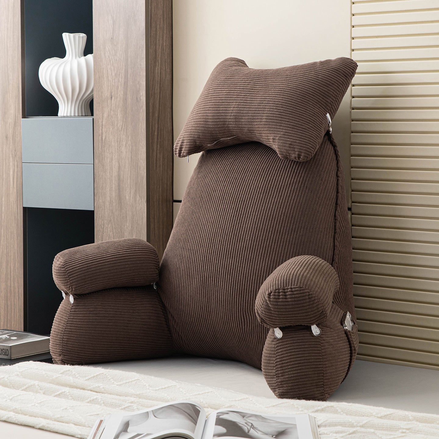 Kongdson Coussin de lecture pour canapé, soutien dorsal avec coussin de nuque réglable, 50 x 45 x 22 cm, coussin de positionnement de tête de lit Kongdson Coussin de lecture pour canapé, soutien dorsal avec coussin de nuque réglable, 50 x 45 x 22 cm, coussin de positionnement de tête de lit