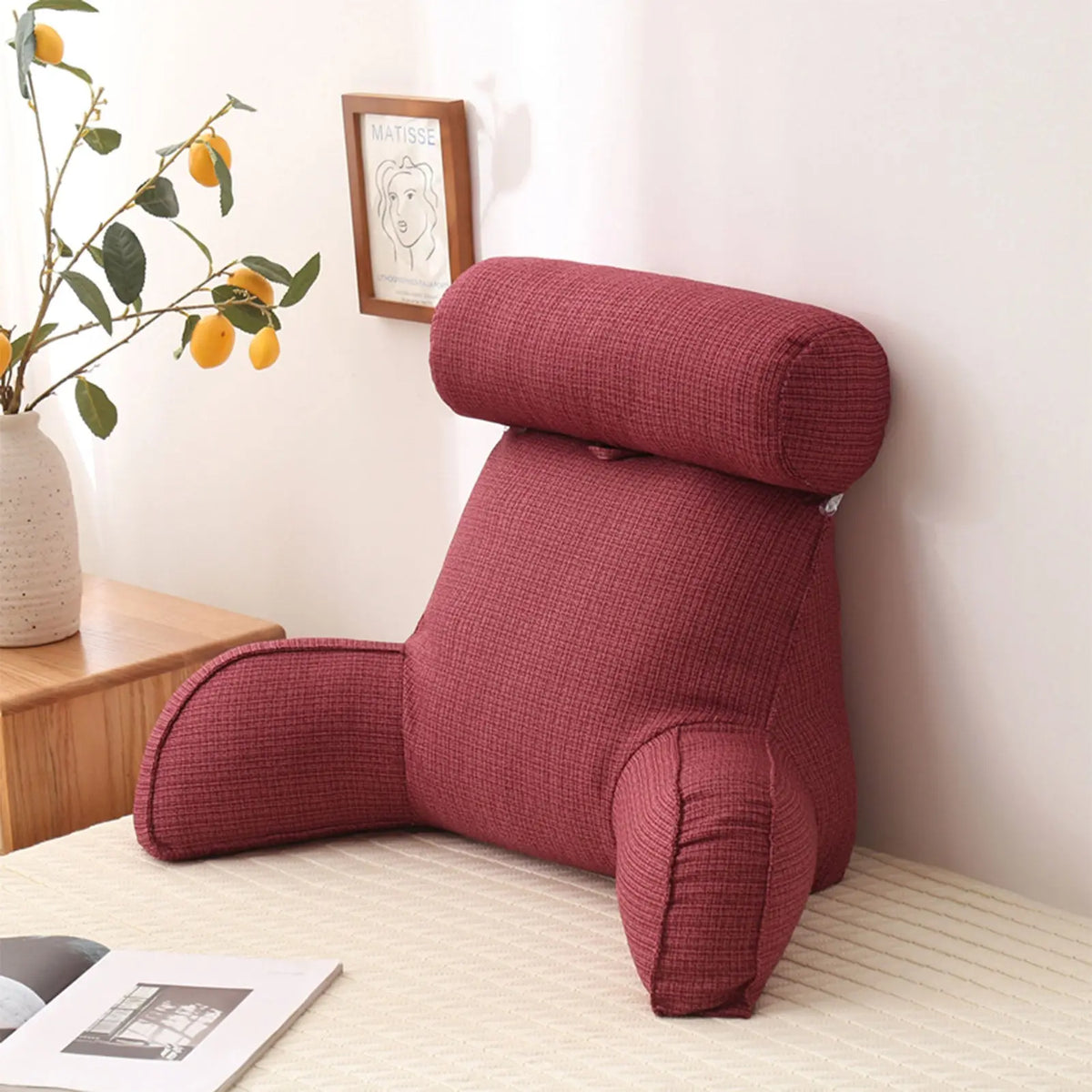 coussin de lecture en velours rose